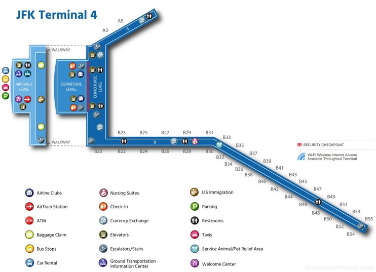 JFK国際空港ターミナル4案内図