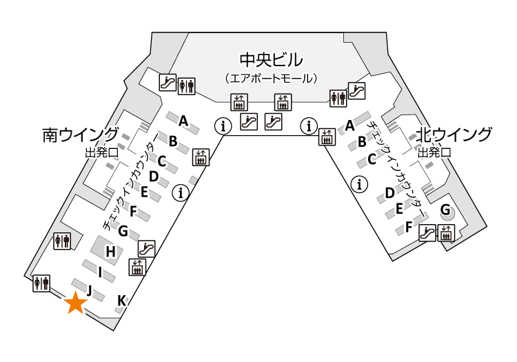 成田空港のフロアマップ